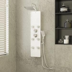 Tuš panel od stakla 25 x 47 5 x 130 cm bijeli - Bijela Bijela