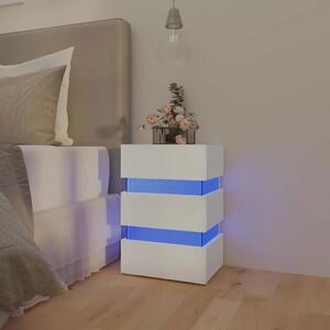LED noćni ormarić bijeli 45 x 35 x 67 od konstruiranog drva - Bijela 1 Bijela