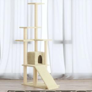 Penjalica za mačke - Kuća za mačke - Grebalica sa stupovima za grebanje krem 155 cm - Krema Krema