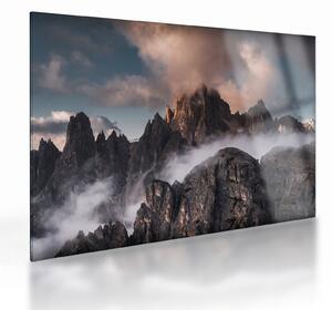 Staklena slika - Talijanski Dolomiti skriveni u magli (70x50 cm)