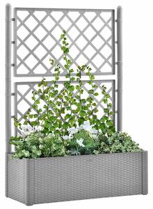 Povišena gredica - Vrtna gredica s rešetkom i samozalijevanjem siva - Siva 100 x 43 x 142 cm 1 1