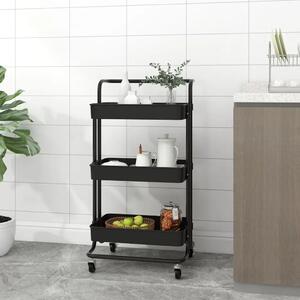 Kuhinjska kolica s 3 razine crna 42x35x85 cm željezo i ABS - Crna Crna