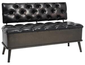 Klupa za pohranu s naslonom 110 cm crna od umjetne kože - Crna 110 x 52 x 75 cm Crna 110 x 52 x 75 cm