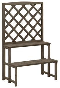 Stalak za biljke s rešetkom sivi 70x42x115 cm masivna jelovina - Siva 1 Siva