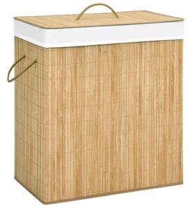 Košara za rublje od bambusa s 2 odjeljka 100 L - Svjetlosmeđa 52 x 32 x 62.5 cm 1 Svjetlosmeđa