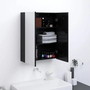 Kupaonski ormarić s ogledalom 60x15x75 cm MDF sjajni crni - Sjajna crna 1 Sjajna crna