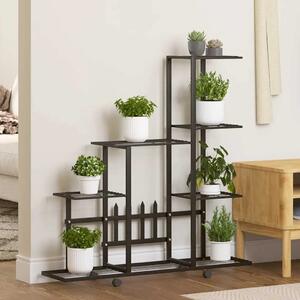 Stalak za cvijeće s kotačima 94 5 x 25 x 92 5 cm crni metalni - Crna 1 S kotačem Crna