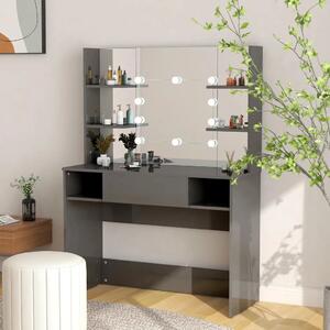 Stolić za šminkanje LED 100 x 40 x 135 cm MDF sjajni sivi - Sjajna siva 1 Sjajna siva
