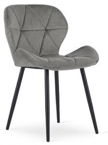 Jídelna stolica MANGO VELVET s crnim nogama, siva
