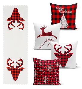 Set od 4 božićne jastučnice i gazišta na stolu Minimalističke navlake za jastuke Božićni tartan