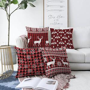 Set od 4 božićne jastučnice od ženilja Minimalističke navlake za jastuke Tartan, 55 x 55 cm