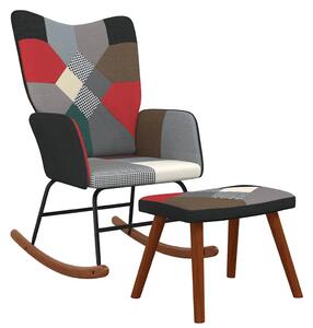 Stolica za ljuljanje s osloncem za noge patchwork od tkanine - Crna 1 Sa naslonom za noge Crna