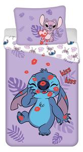Ljubičasta pamučna dječja posteljina za krevet za jednu osobu 140x200 cm Lilo and Stitch "Kiss" – Jerry Fabrics