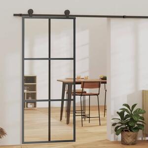 Staklena klizna vrata ESG i aluminija 90 x 205 cm crna - 90 x 205 cm 1 Rešetke 3 x 2 90 x 205 cm