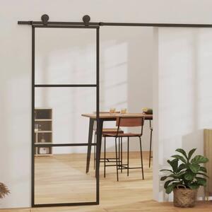 Klizna vrata s 3 panela od stakla ESG i aluminija 76 x 205 cm crna - 76 x 205 cm 1 2 vodoravne šipke 76 x 205 cm