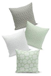 Set od 4 zeleno-bijele jastučnice Kate Louise Leaves, 45 x 45 cm