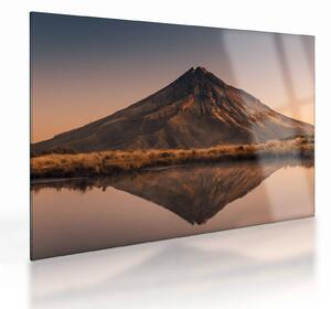 Staklena slika odsjaj planine Taranaki, Novi Zeland (70x50 cm)