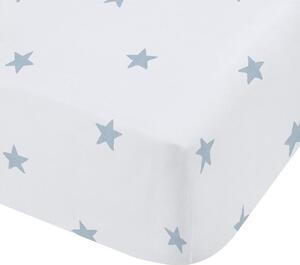 Bijela/plava pamučna dječja plahta s gumom za dječji krevetić 70x140 cm Mini Star & Stripes – Bianca