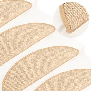 Prostirke za stepenice 15 kom 56x17x3 cm krem poluokrugle - Krema 56 x 17 x 3 cm 15 Krema