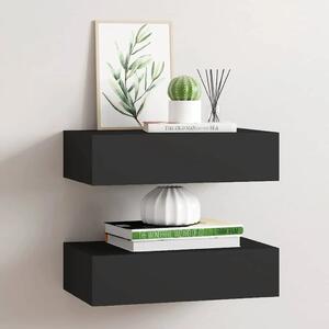 Zidne police s ladicom 2 kom crne 40 x 23 5 x 10 cm MDF - Crna 40 x 23.5 x 10 cm 2 1