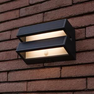 LUTEC BARLO LED vanjska zidna svjetiljka na solarni pogon, tamnosiva, 21 cm, senzor,, Sivo, Plastika