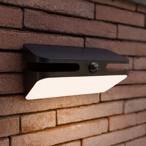 LUTEC AERO LED vanjska zidna svjetiljka na solarni pogon, crna, 21 cm, senzor, IP54, Crno, Aluminij