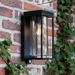 LUTEC FLAIR vanjska zidna svjetiljka na solarni pogon, crna, 29 cm, senzor, IP44, Crno, Aluminij, fenjer