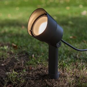 LUTEC EXPLORER LED reflektor s tlačnim klinom, tamnosivi, Ø 9 cm, IP54, Sivo, Aluminij