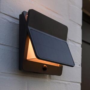 LUTEC ALETA LED vanjska zidna svjetiljka na solarni pogon, tamnosiva, 18 cm, senzor,, Sivo, Aluminij, Zidna utičnica ispod