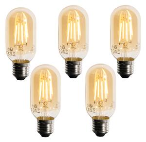 Set od 5 E27 prigušivih LED žarulja zlatna T45 4W 300 lm 2200K