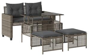 VidaXL 4-dijelni set vrtnih sofa s jastucima sivi od poliratana staklo