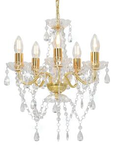 Luster s kristalnim perlama zlatni okrugli 5 x E14 - Zlatno 1 1 Zlatno