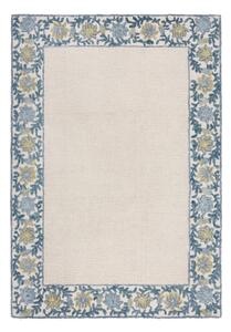 Plavi/boje slonovače ručno rađen tepih od mješavine vune 200x290 cm Myla Floral Frame – Flair Rugs