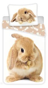 Bijela/smeđa pamučna dječja posteljina za krevet za jednu osobu 140x200 cm Bunny – Jerry Fabrics