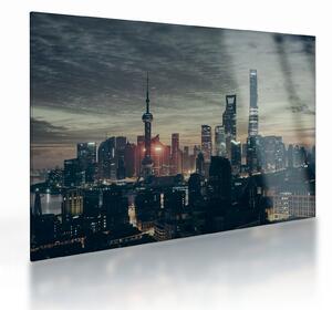 Staklena slika grada u sumrak (70x50 cm)