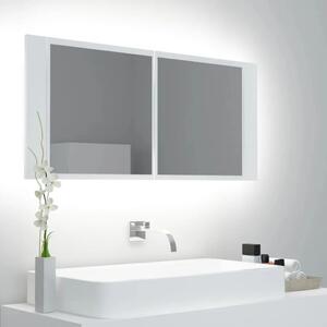LED kupaonski ormarić s ogledalom bijeli 100x12x45 cm akrilni - Bijela 1 Bijela