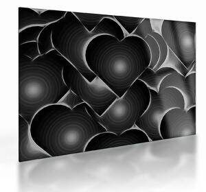 Staklena slika crno-bijelih srca (70x50 cm)