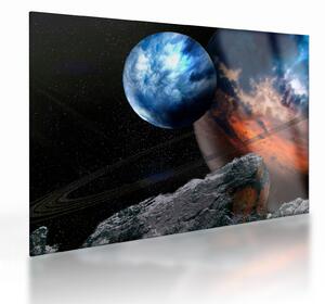 Staklena slika planeta u svemiru (70x50 cm)