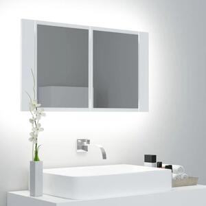 LED kupaonski ormarić s ogledalom bijeli 80x12x45 cm akrilni - Bijela 1 Bijela