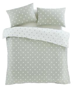 Bijela/zelena flanelska posteljina za bračni krevet 200x200 cm Polka Dot – Catherine Lansfield