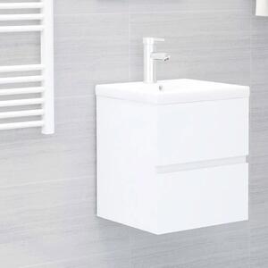 Ormarić s ugrađenim Lavabo - Umivaonikom bijeli od konstruiranog drva - Bijela 41 x 38.5 x 45 cm 1 sa slavinom i odvodom