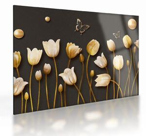 Staklena slika - Tulipani - apstrakcija (70x50 cm)