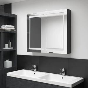 LED kupaonski ormarić s ogledalom sjajni crni 80 x 12 x 68 cm - Sjajna crna 1 Sjajna crna
