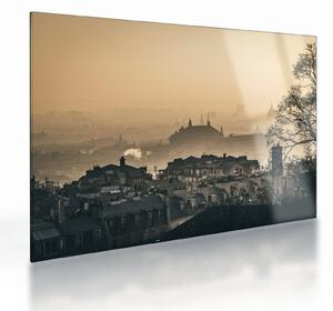Staklena slika - Grad pod maglom (70x50 cm)
