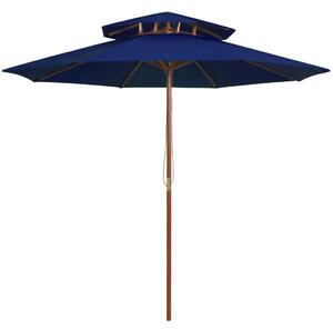 Suncobran s dvije razine i drvenim stupom 270 cm plavi - Plava 1 Plava