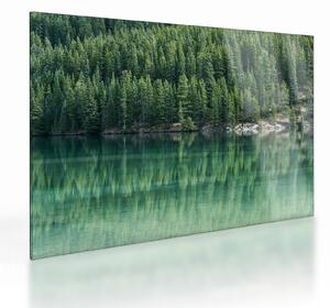 Staklena slika - Četinari uz jezero (70x50 cm)