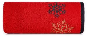 Pamučni božićni ručnik crvene boje s listićima Širina: 70 cm | Duljina: 140 cm