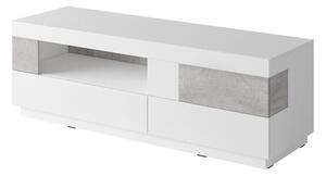 TV stol Austin 119Boja betona, Sjajno bijela, Bijela, 160x54x55cm