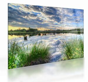 Staklena slika jezera s trskom (70x50 cm)