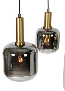 Viseća lampa crna sa zlatom i dimnim staklom ovalna 5-light - Zuzanna